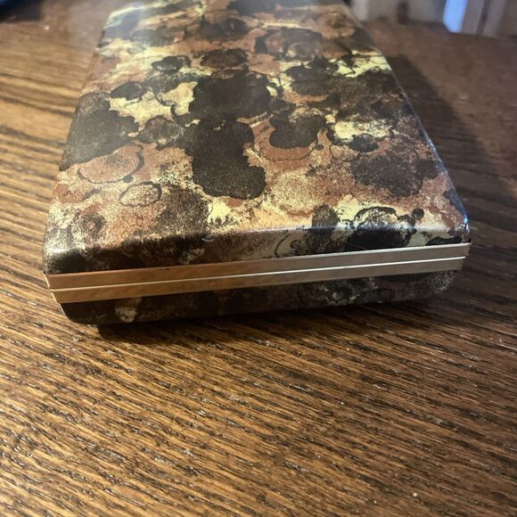 Vintage Mele Jewelry Box Clamshell Travel Ring Earring Case Tortoise Shell Gold - Picture 7 of 8